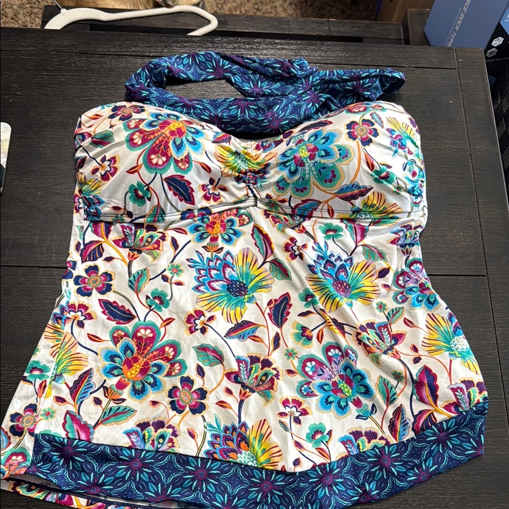 Floral halter swim top